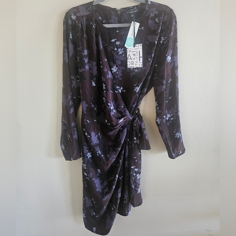 41 Hawthorn Purple Floral Faux Wrap Dress